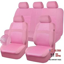 Car Seat Cover Air Breath In Summer Mesh Seat Cover 5mm Sponge Full Sets Pink