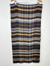 Johnston & Murphy Men's Gray Gold Plaid Wool Blend Scarf 37”x18” Fringed Germany