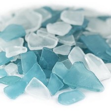Sea Glass 32 Ounces Light Blue  Clear Mix  Multiple Color Choices Crushed G...