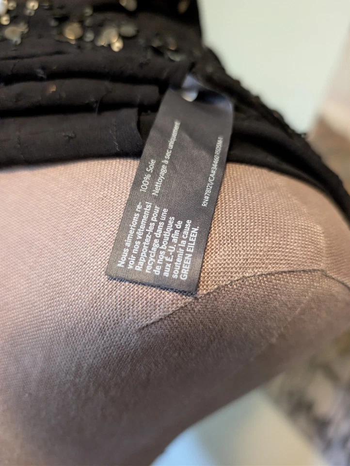 Blusa Eileen Fisher Negra Lentejuelas Seda Talla M Fiesta Fiesta Noche Rara Foto 4 de 4