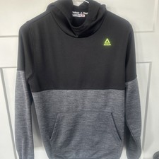 REEBOK Boys Long Sleeve PULLOVER HOODIE Size 14-16 Black  Gray-Pics Quick Ship 