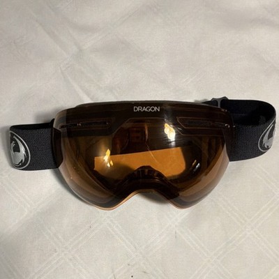 Dragon Ski Goggles Brown Tinted Lens Adjustable Foam Padding Ventilation Black