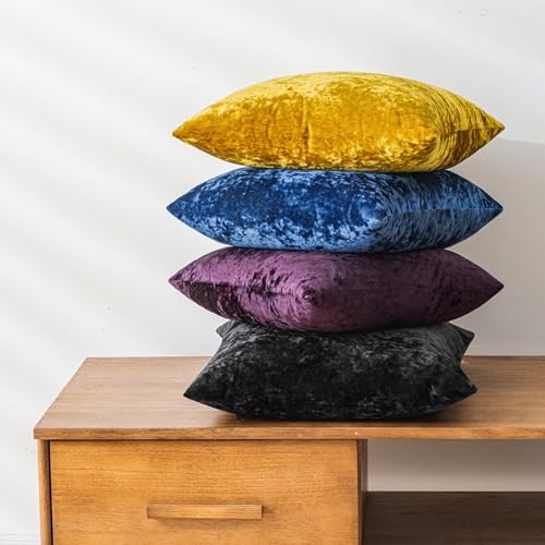 Set of 2 Decorative Velvet Throw Pillow 18" x 18" (Pack of 2) Mustard Yellow - Picture 6 of 7