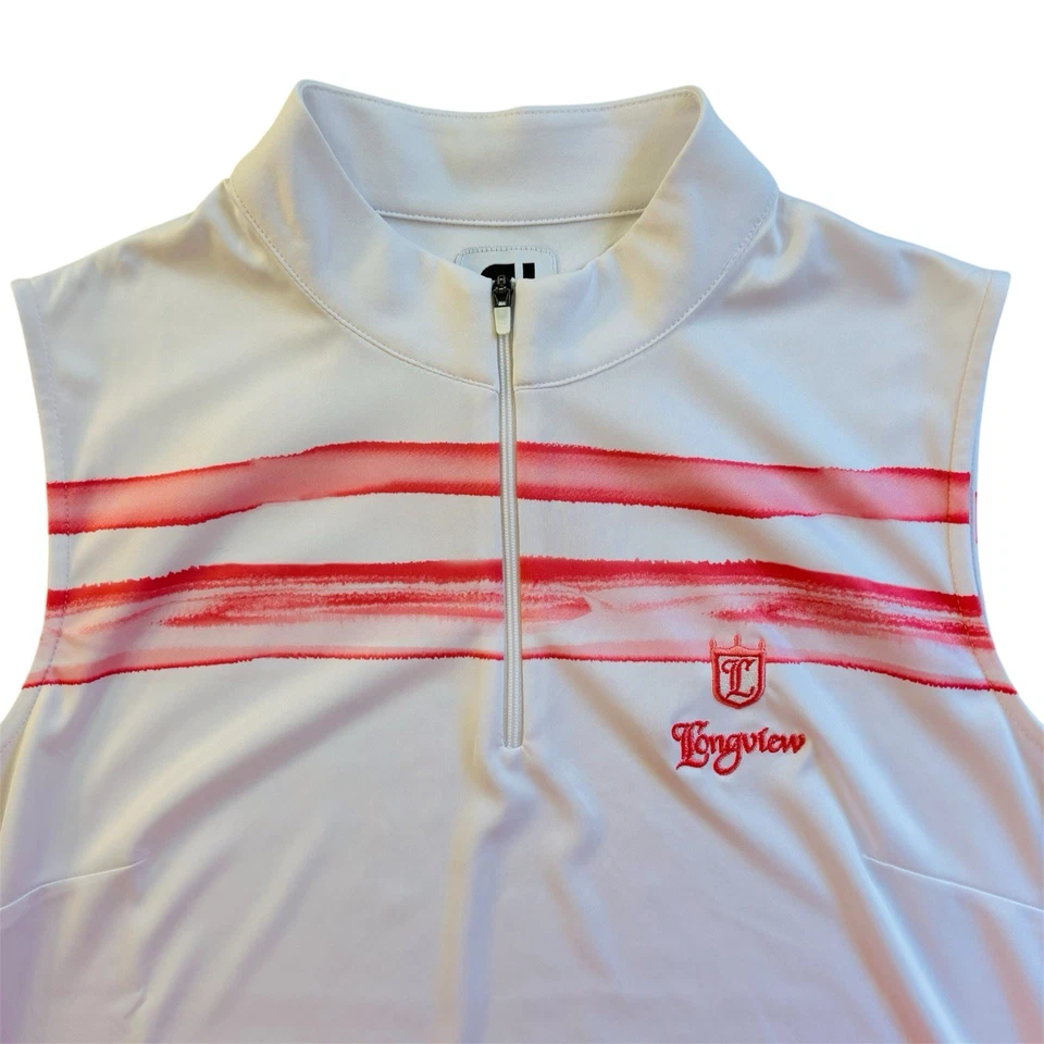 Polo de golf FootJoy para mujer sin mangas 1/4 cremallera - mediano - Longview logotipo CC Foto 3 de 4