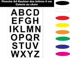 Planche de lettres  autocollant sticker 4 cm lettres