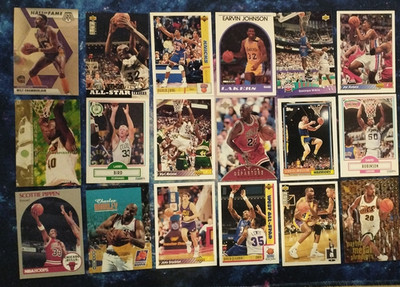 NBA Basketball Karten Lot x 18 HOFers u.a. Jordan Bird Magic O'Neal (5)