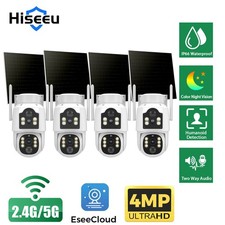 1-4PCS Hiseeu 4MP 4MP Dual Lens Solar Battery Outdoor Wifi PTZ Security Camera