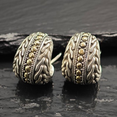AS IS John Hardy Gold 18K Gold Akzent Sterlingsilber Omega Ohrringe ER3099