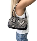 GUCCI Vintage Logo Jackie Snake Print Shoulder Bag Black White Nylon 901854