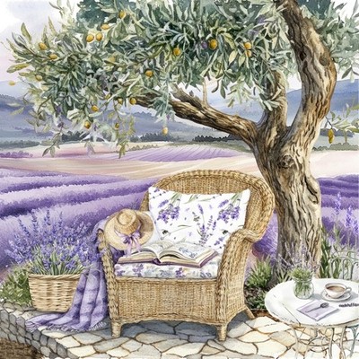 20 Servietten Summer in Provence Sessel Lavenderfeld Olivenbaum Zauberhaft 33x33