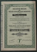 Partia 10 X Societe Belge de Telecommunications en abrege Telecom