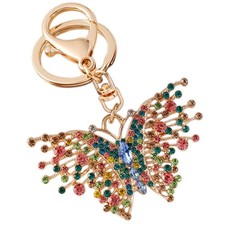 Crystal Rhinestone Butterfly Keychain Handbag Charm Colorful Sparkling
