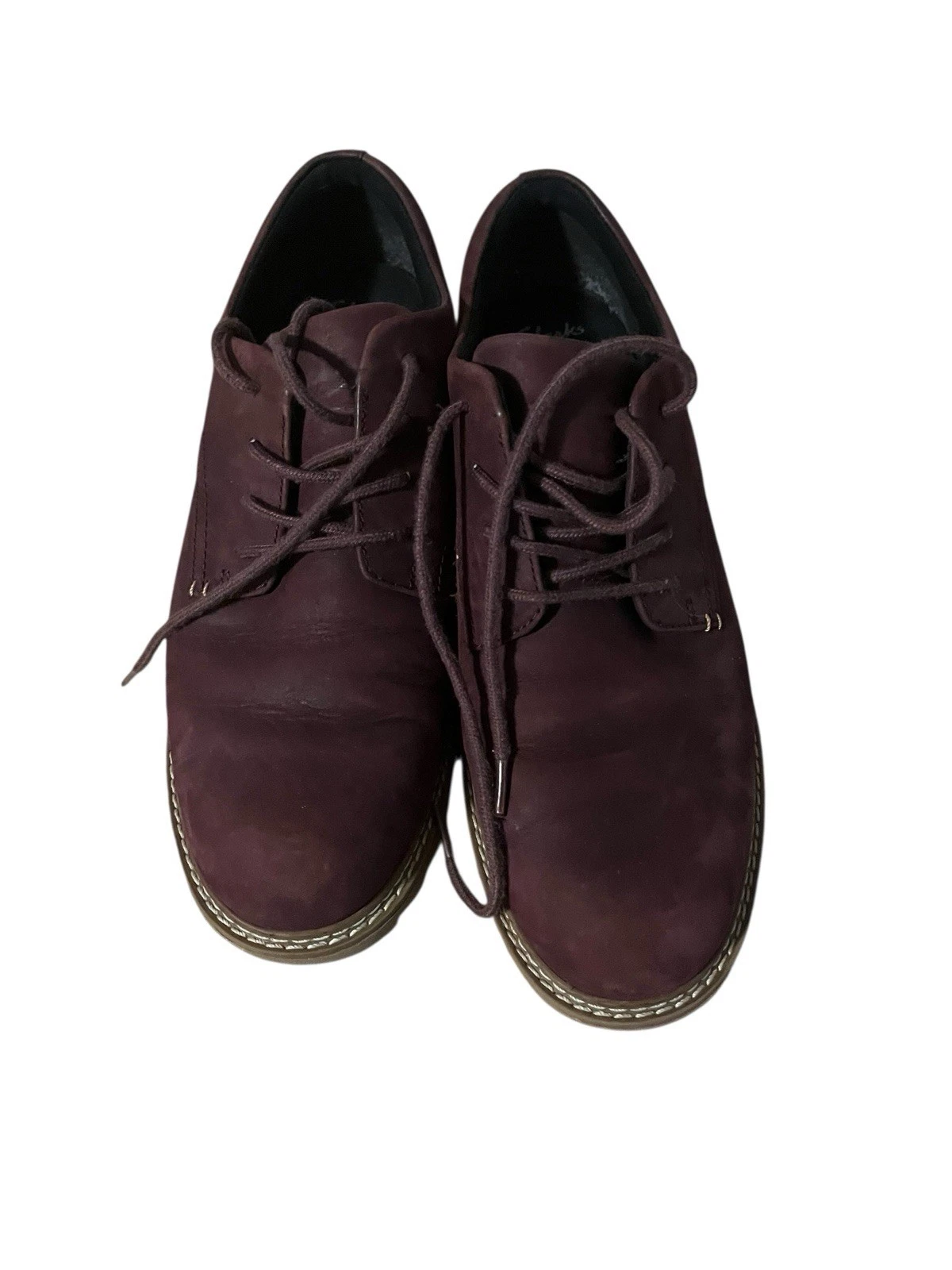 CLARKS EX DISPLAY Clark’s Loader scarpe stringate bordeaux melanzana plateau grosso 5G