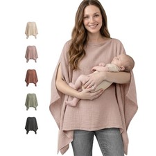 Muslin Nursing Cover for Breastfeeding, 360 Full Privacy Breathable 100 Cot...