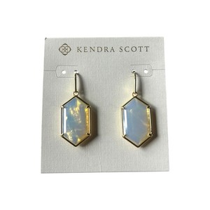 Authentic Kendra Scott 14K Gold Plated Hallie Drop Opalite Illusion Earrings w/ Bag & Box