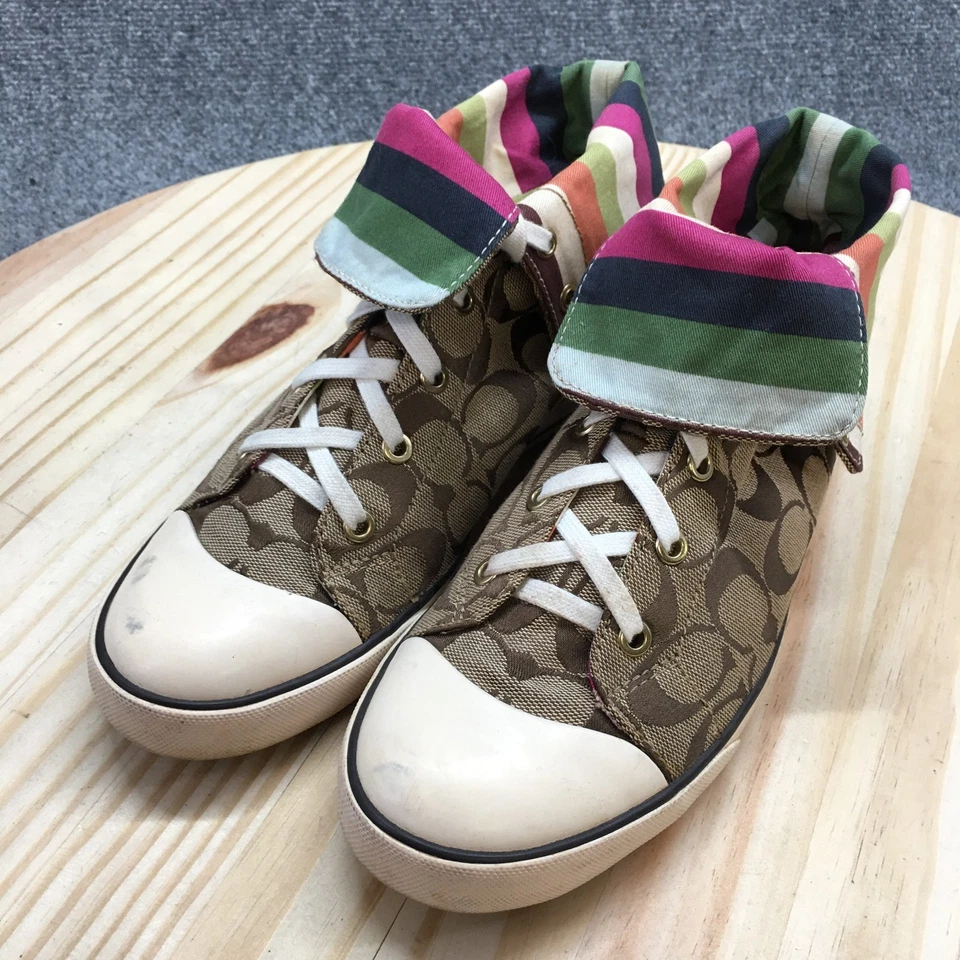 Zapatos Coach Mujer 9.5M Bonney Tenis Multicolor Con Cordones Redondos Parte Superior Alta A1283 Foto 3 de 4