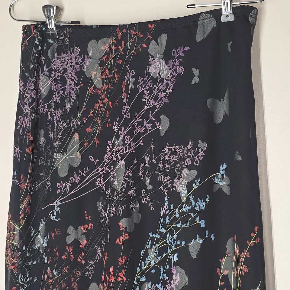 Maxi Falda Vintage Carole Little Transparente Para Mujer Talla 4 Floral Mariposa Hada Boho Foto 3 de 4