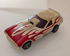 Vintage Aurora - Vega Gasser Slot Car, White/Red Flames  Wheelie Wheels