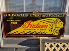 Large Vtg Indian Motorcycle 3ft Porcelain Sign Rare Chief Biker Parts Dealer