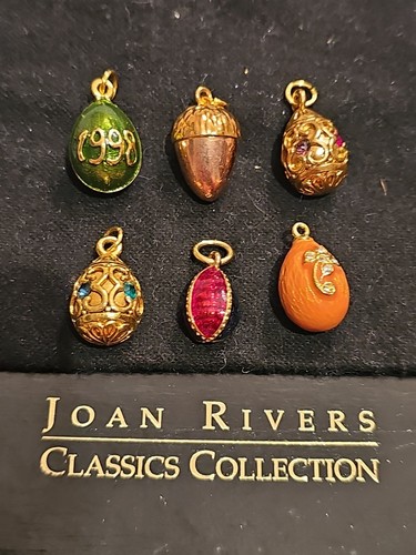 LOT OF 6 JOAN RIVERS ENAMEL FABERGE EGG STYLE CHARMS #370