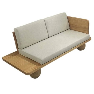 3-Seater Wooden Frame Sofa Japanese design 3-Person Settee Wabi-Sabi Aesthetic
