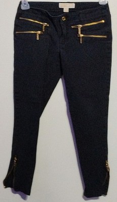 Michael Kors  IZZY Skinny jeans leggings black pants sz 4  Double zippers