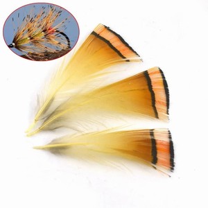 50 pcs assorted Natural Golden Color Pheasant Crest Feather Fly Tying