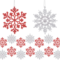 24 StüCk Schneeflocken Weihnachten Deko, Weihnachtsbaumschmuck Glitter Schneeflo
