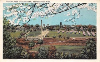 Westborough Massachusetts General View State Hospital White Border PC U31235