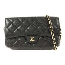 CHANEL CC GHW Phone Case Shoulder Bag AP2096 Calfskin Leather Black