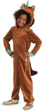 Halloween Girl's Deluxe Afro Unicorn Jumpsuit Costume - X-Small 3T-4T