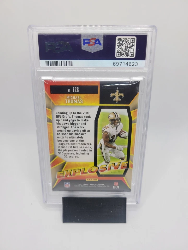 Absolute Michael Thomas Explosive Gold 2021 #E26 - #1/10 - PSA 10 GEM MT! POP 2 Foto 2 de 3