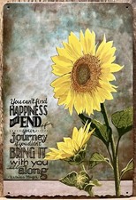 Sunflower "Happiness" Metal Wall Sign 12" x 8"