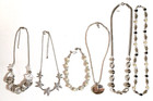 Necklaces with clear stones, starfish, enamel pendant on silvertone chains — photo 1