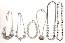 Necklaces. clear stones, starfish, enamel pendant on silvertone chains Beautiful