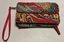 Vera Bradley Wallet Wristlet RFID Rumba Floral Pink Card Holder IPHONE Zip WEAR
