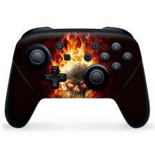 Nintendo Switch Pro Controller Skin Decal Vinyl Wrap - Fire Skull in Flames
