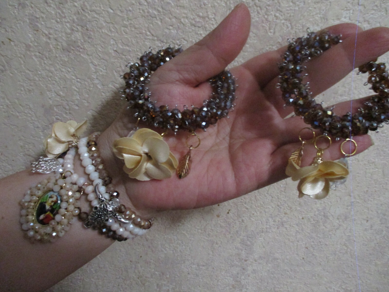 Set de 4 Pulseras Cristal Cortado con Aretes artesanal. | eBay