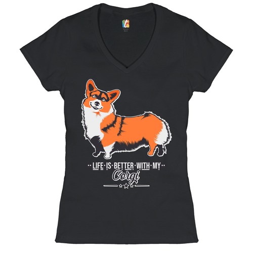 Life is Better With My Corgi Women's V-Neck T-shirt Welsh Corgi Dog Lover Tee - 第 1/41 張圖片
