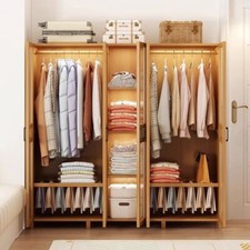 2/3 Doors Wardrobe Bedroom Kleiderschrank Garderobenschrank Cupboard,Bamboo,UK 
