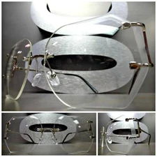 OVERSIZED VINTAGE RETRO Style Clear Lens EYE GLASSES Large Rimless Silver Frame