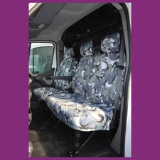 Tailored Waterproof Grey Camo Front NoFold Seat Covers FOR Renault Master 2024+