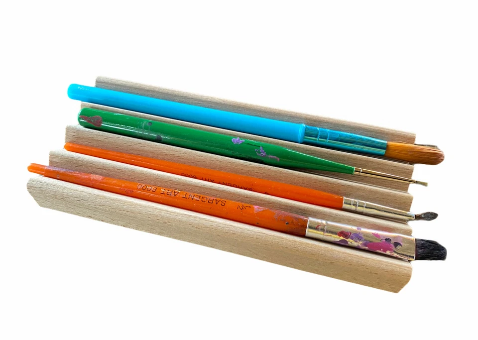 2 soportes para pinceles - hechos de madera maciza de álamo - orgullosamente hechos en EE. UU. Foto 2 de 4