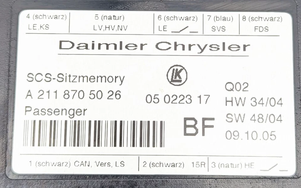 Módulo de control de asiento lateral derecho pasajero delantero mercedes-benz r350 w251 2006-2011 Foto 2 de 4