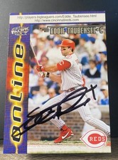 Indians / Reds Star EDDIE TAUBENSEE Autographed 1998 PACIFIC ONLINE Card