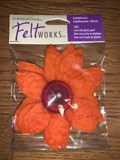Dimensions Needle Felting Embellishments Orange Zenia Flower 100 Wool