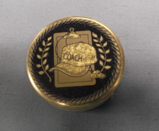 lot of 9 COACH hat clipboard trophy parts metal insert black gold 2" diameter