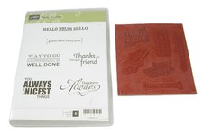 Stampin' Up HAPPY GREETINGS Cling Mount Stamps Words Sayings Phrase Set of 6