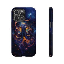 For iPhone / Galaxy / Pixel Galactic Cosmos Dark Octopus Phone Case