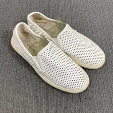 Time and Tru Perforated Slip on Sneaker Flats Womens Size 6 White Faux Leather